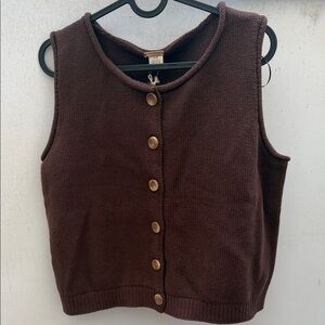 Magaschoni Chocolate Brown Sleeveless Button-Front Knit Vest